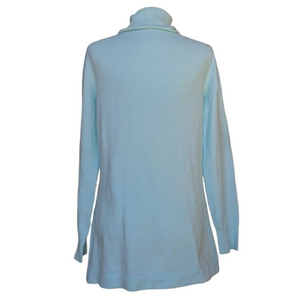 French Connection Fresh Aqua Teal Turtle Neck knit Sweater Slim Fit Tunic Size L - Picture 4 of 8